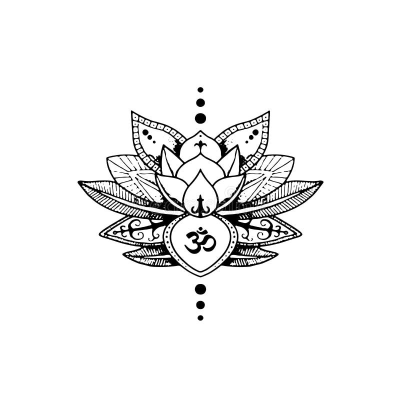Tattoo Lotus and sign AUM, Buddhism 