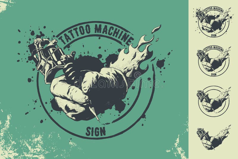 Set of tattoo machine illustrations Design elements for tattoo studio  decoration logo label emblem sign Stock Vector  Adobe Stock
