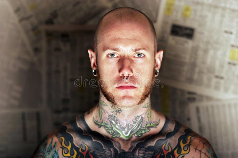Tattoo man stock image. Image of inked, punk, nose, pierced - 2500843