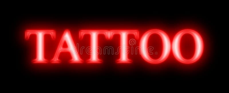 Tattoo Red Neon Sign Stock Illustration. Illustration Of Black - 114095891