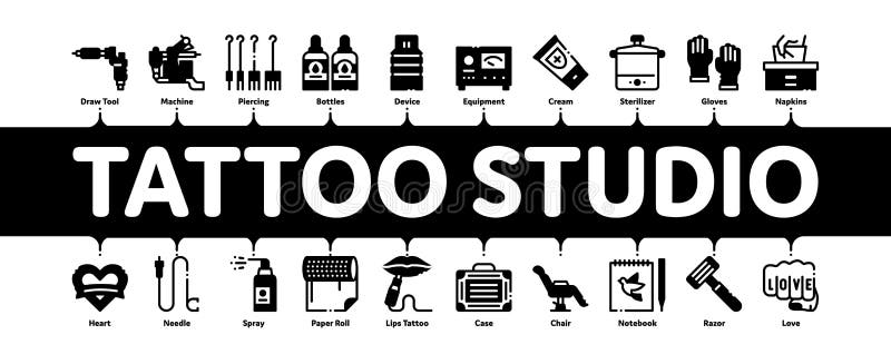 Tattoo Studio Tool Minimal Infographic Banner Vector Stock Vector ...