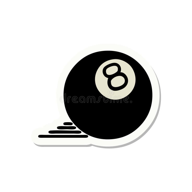tattoo style sticker of a 8 ball