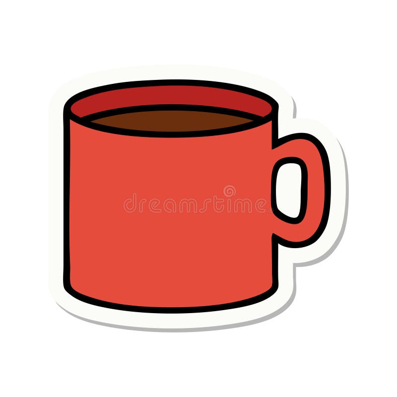 tattoo style sticker of cup of coffee