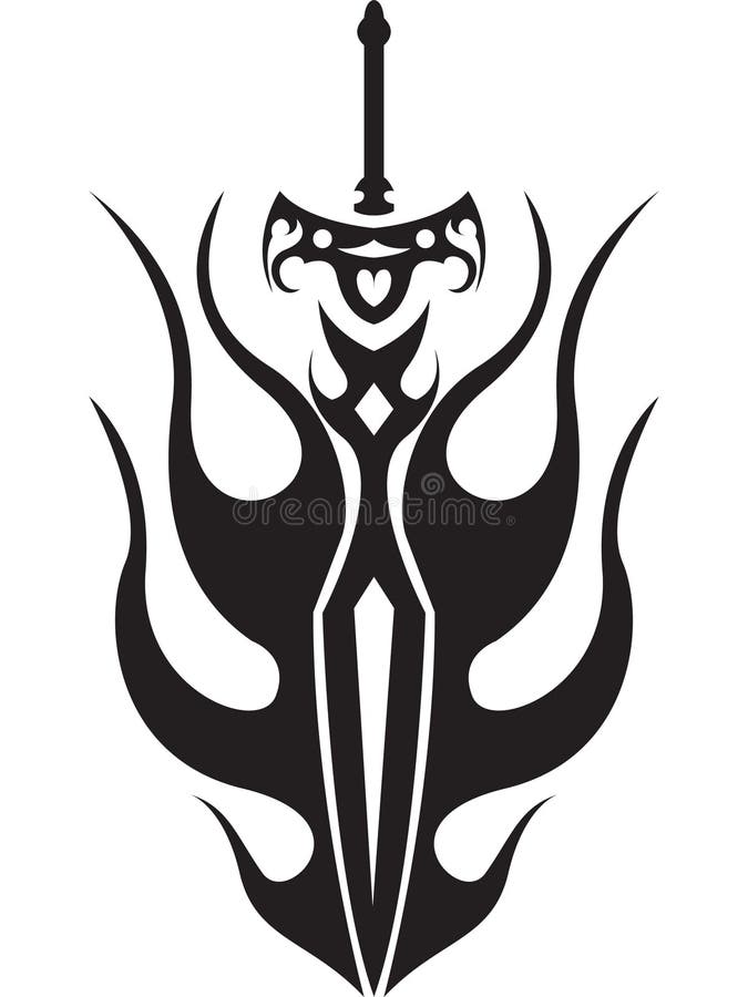 Tattoo Sword stock illustration. Illustration of kung - 13753639
