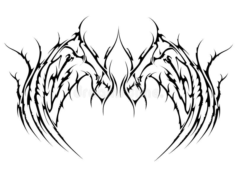Tattoo art design of different gothic wing Vector Image