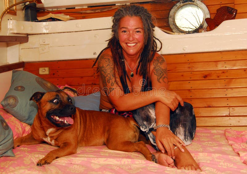 Tattoo woman and dog