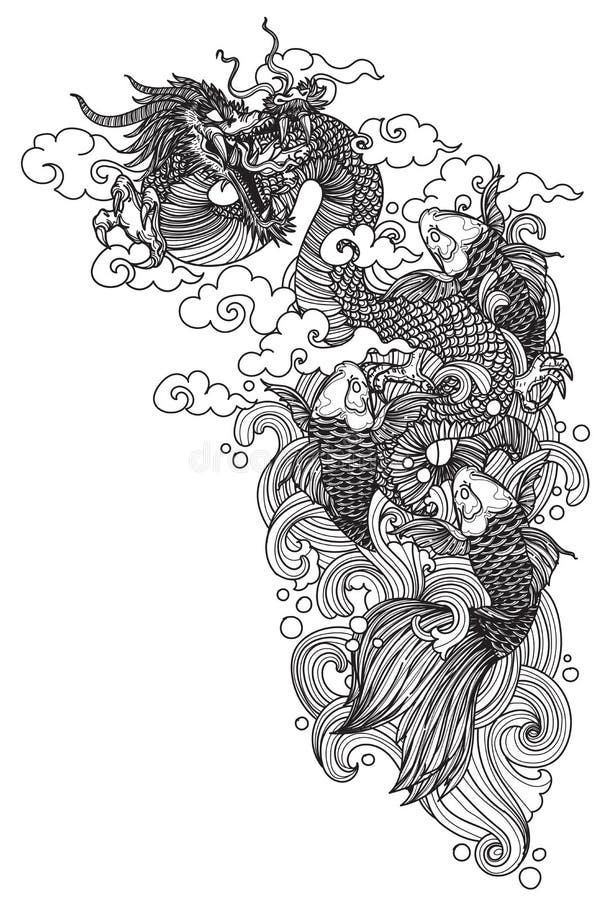 Desenho De Mão Dargon Da Tatuagem E Desenho Preto E Branco Ilustração do  Vetor - Ilustração de arte, projeto: 243510722