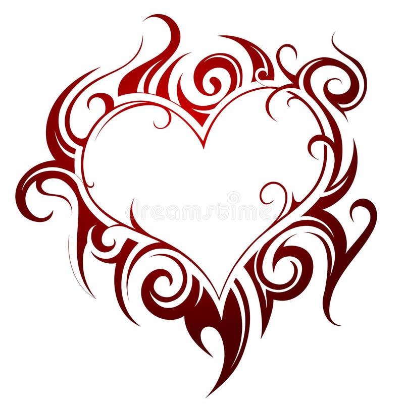 Coração Vermelho Na Tatuagem Do Fogo Ilustração do Vetor - Ilustração de  ninguém, romântico: 56558533
