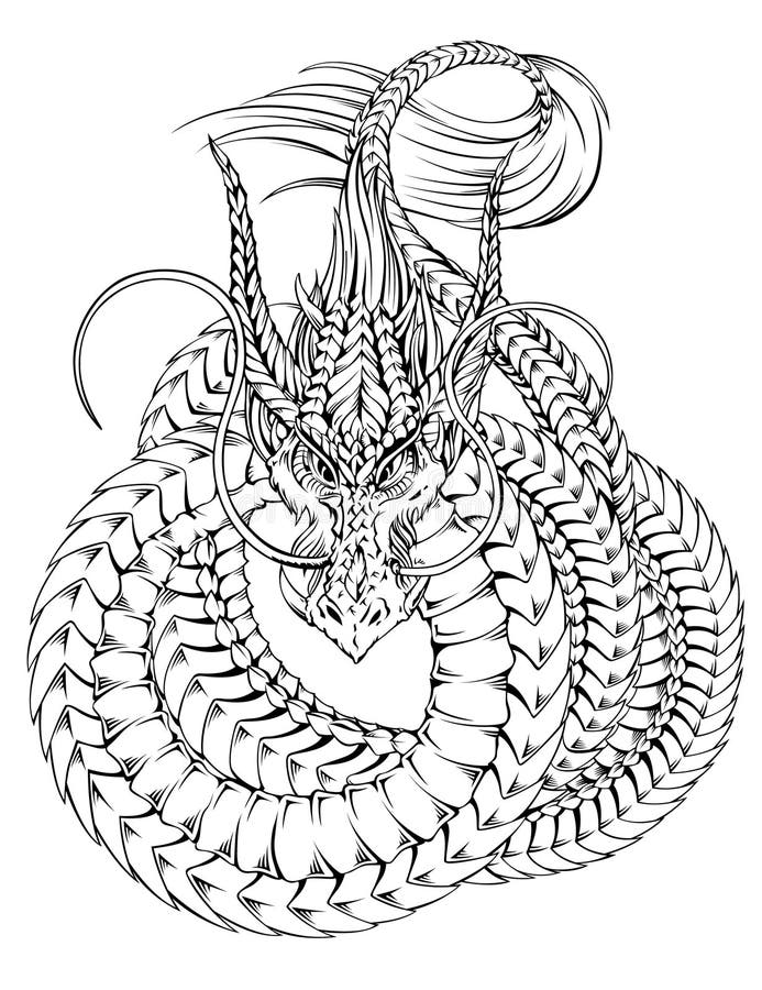 Tatuaggio del drago illustrazione di stock Tatuaggio del drago illustrazione di stock