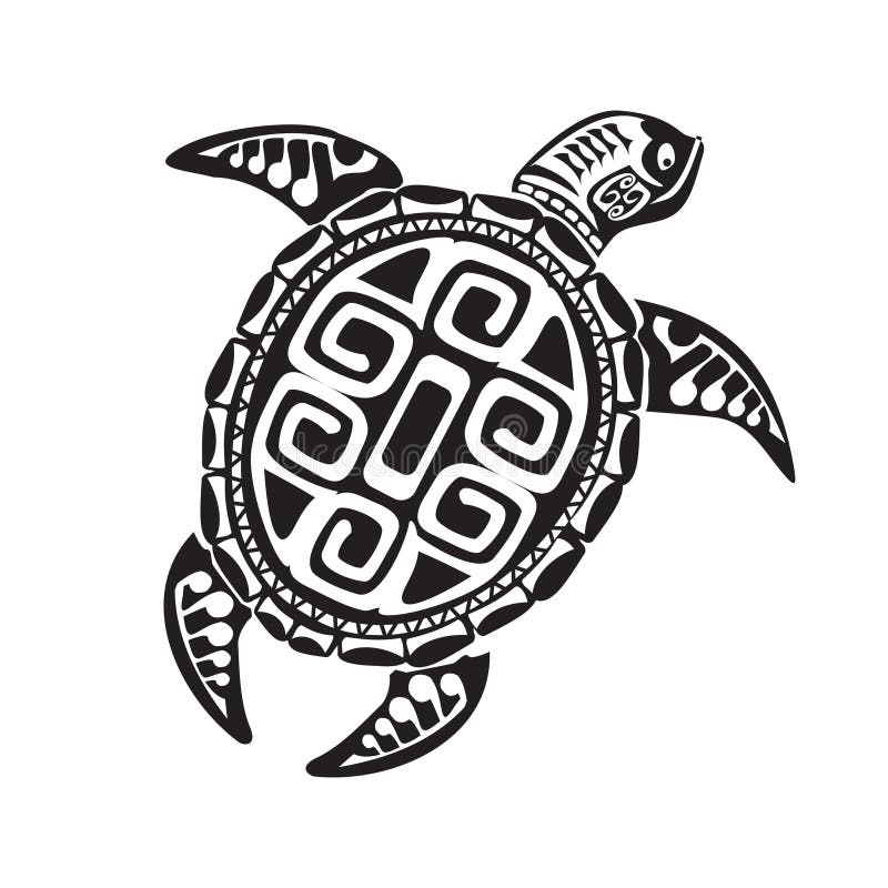Tatuaje de la tortuga en estilo maorí Ilustración EPS10 del vector