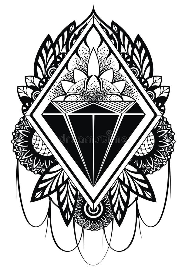 Tatuaje del diamante ilustración del vector Tatuaje del diamante ilustración del vector