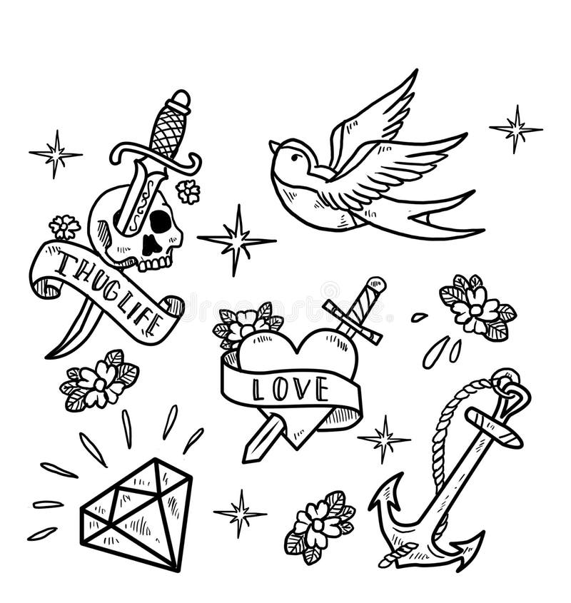 Tatueringexponering royaltyfri illustrationer Tatueringexponering royaltyfri illustrationer
