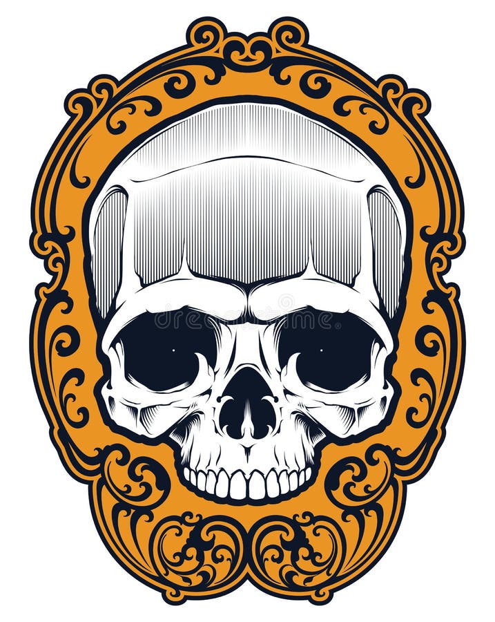 Tatueringskalle i ram vektor illustrationer Tatueringskalle i ram vektor illustrationer