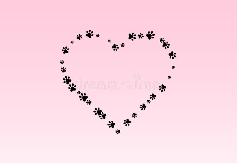 Tatzenfußhinterdruck des Hundes und der Katze mit Liebesform-Vektorillustration vektor abbildung Tatzenfußhinterdruck des Hundes und der Katze mit Liebesform-Vektorillustration vektor abbildung