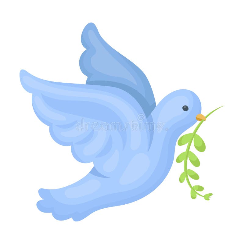 Taube der Welt mit einem Zweig in seinem Schnabel Einzelne Ikone der Hippie im Karikaturartvektorsymbolvorrat-Illustrationsnetz
