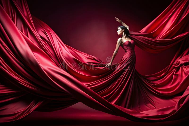 Tauchen Sie ein in Opulenz und genießen Sie ein atemberaubendes Panorama-Burgundy-Tapete mit gezapften Fabric Wings lizenzfreie abbildung