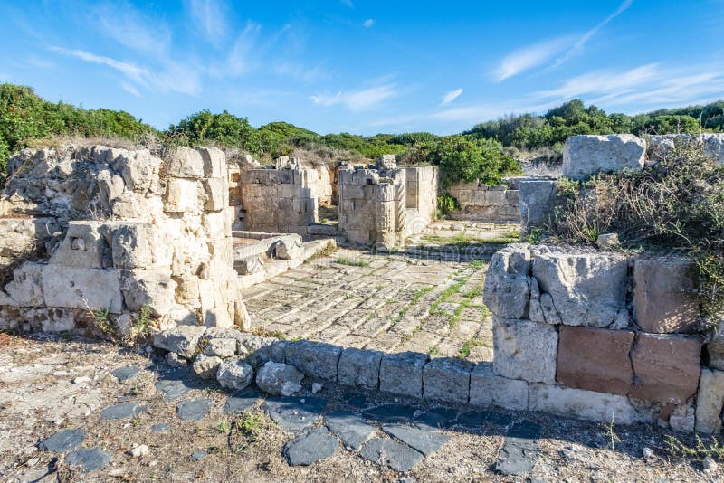 Taula - megalithic ruins. Talaiot de Dalt near Mahon town, Minorca