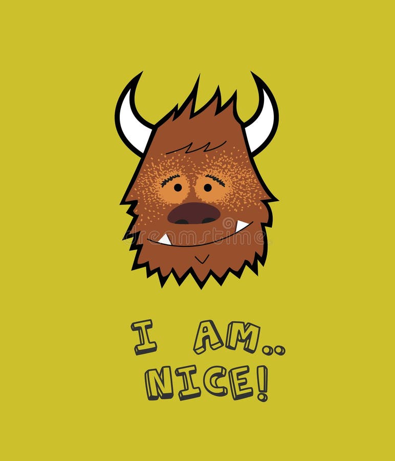 Taureau de bande dessinée, maskot de portrait de buffle je suis gentil illustration stock Taureau de bande dessinée, maskot de portrait de buffle je suis gentil illustration stock