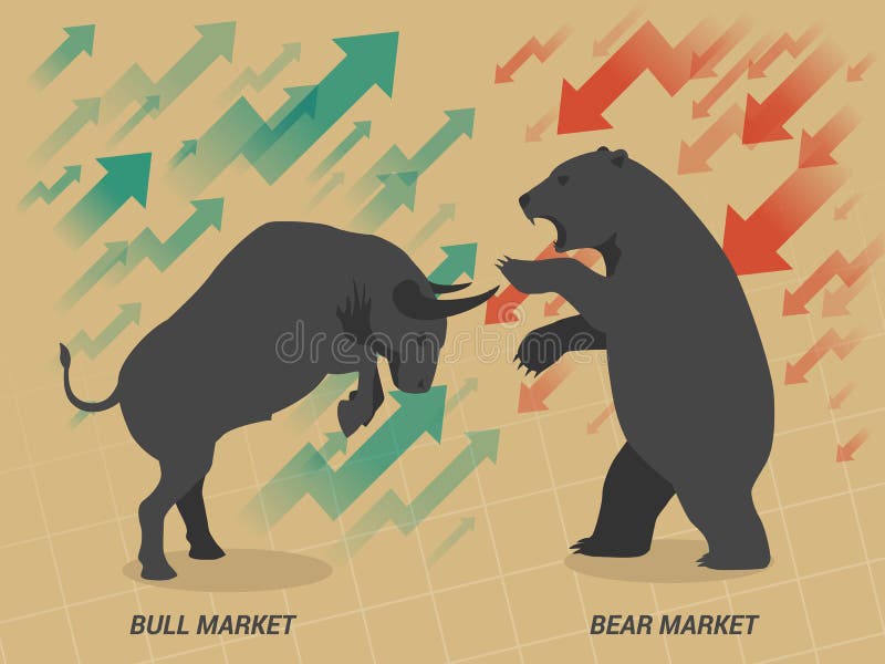 Taureau et ours de concept de marché boursier illustration de vecteur Taureau et ours de concept de marché boursier illustration de vecteur