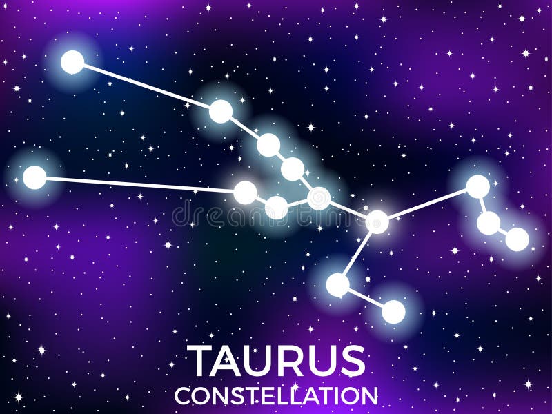 Taurus constellation. Starry night sky. Cluster of stars and galaxies. Deep space. Vector stock illustration Taurus constellation. Starry night sky. Cluster of stars and galaxies. Deep space. Vector stock illustration