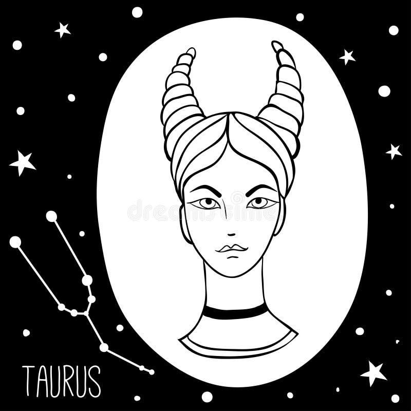 Taurus. Woman with Zodiac Sign Stock Vector - Illustration of astrology ...