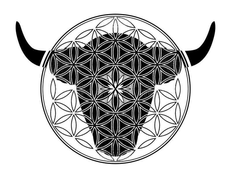 taurus zodiac sighn symbol harmony luck vector illustration isolated spiritual art tattoo ornamental taurus zodiac star 196954112
