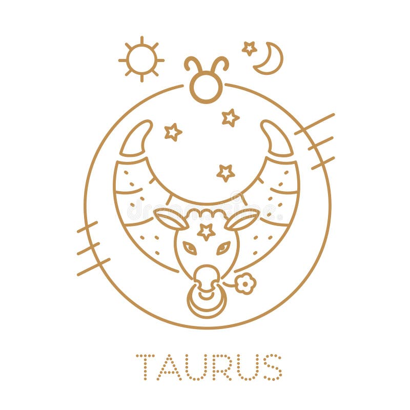 taurus zodiac sign logo tattoo illustration food horoscope vector signs circles golden color white background 136260261