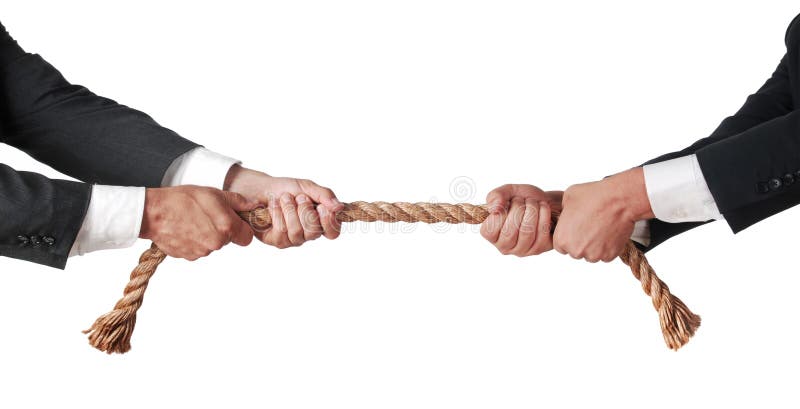 Tug of war between businessmen. Tug of war between businessmen