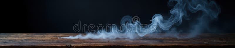 Tavoletta di legno scura con fumi ispessiti verso l'alto rispetto allo sfondo nero immagine astratta scura illustrazione vettoriale