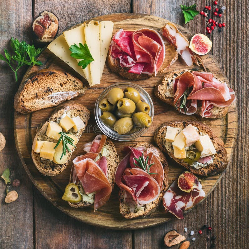 Tavoletta per la cena della festa con snack illustrazione vettoriale