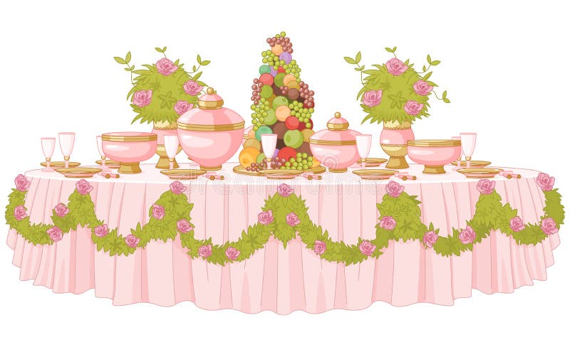 Tavolo da pranzo in principessa Palace illustrazione di stock Tavolo da pranzo in principessa Palace illustrazione di stock