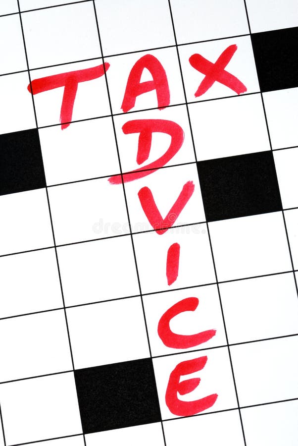 Tax Advice. Write the words Tax Advice in the crossword puzzle royalty free stock image