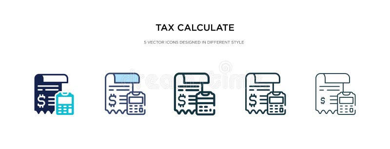 Tax calculate icon in different style vector illustration. two colored and black tax calculate vector icons designed in filled