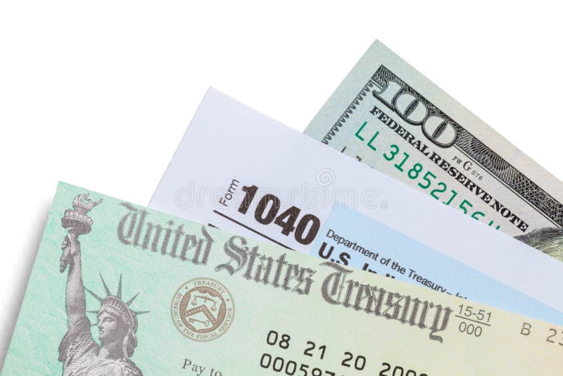 Tax Check with 1040 and Cash Editorial Image Image of money, economic