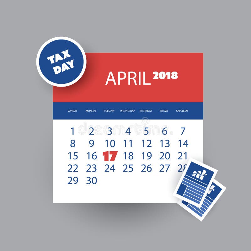 Tax Day Reminder Concept Calendar Design Template USA Tax Deadline