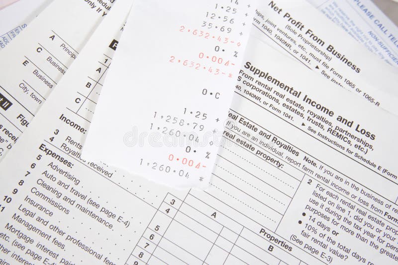 Tax Forms With Receipt royalty free stock photos