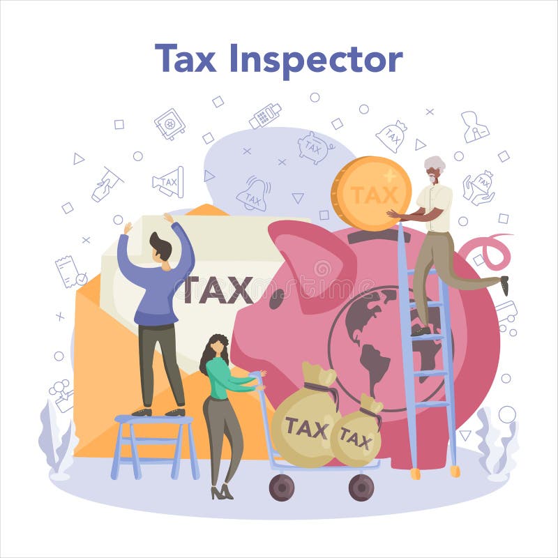 Tax Inspector. Idea of Accounting and Payment Consultation Stock Vector