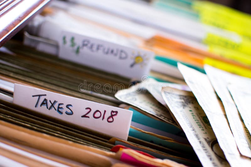 Tax refund and doing personal income taxes 2018 royalty free stock image Tax refund and doing personal income taxes 2018 royalty free stock image