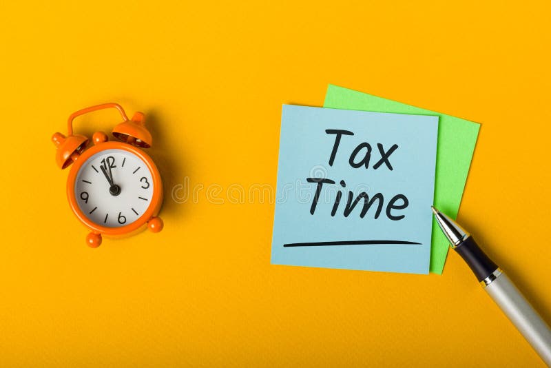 Tax time - Notification of the need to file tax return forms, April 15th - tax day 2020 stock photography