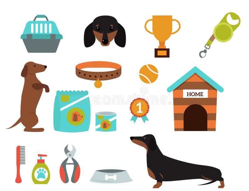 Dachshund dog playing vector illustration elements set flat style puppy domestic pet symbol. Cartoon doggy adorable looking breed canine presentation accessory. Dachshund dog playing vector illustration elements set flat style puppy domestic pet symbol. Cartoon doggy adorable looking breed canine presentation accessory.