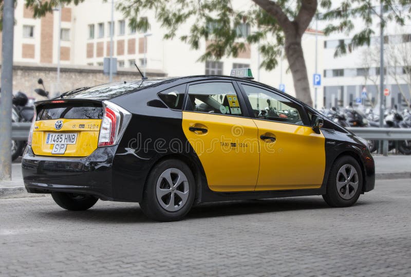 Taxi in Barcelona, Spain. Hybrid Car. Editorial Photo - Image of city,  black: 51898721
