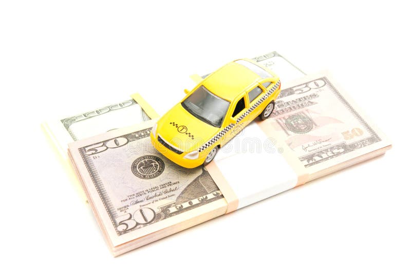 Taxi car and dollars