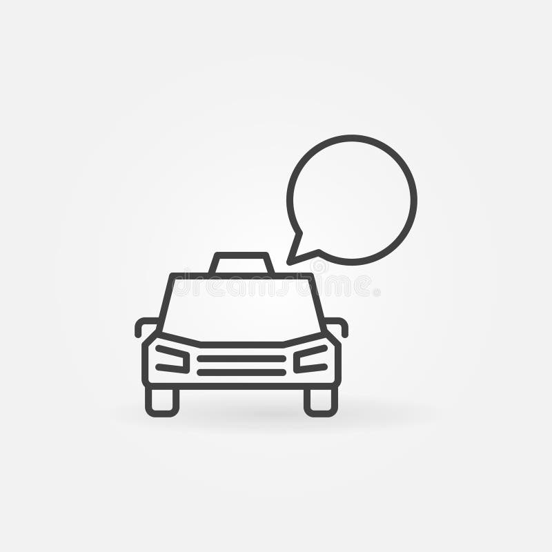 Taxi Car with Empty speech bubble vector concept linear icon stock illustration