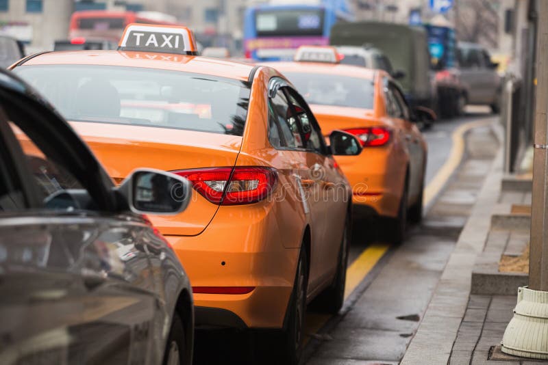 Taxi Cars on the Streets of the City Stock Image - Image of street ...