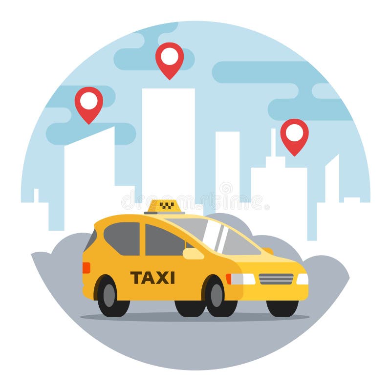 Taxi jaune sur le fond illustration libre de droits Taxi jaune sur le fond illustration libre de droits