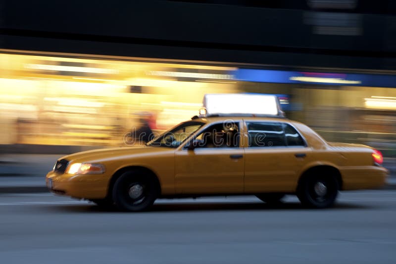 Taxi at night, with copyspace