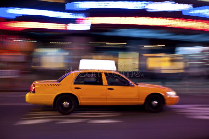 Taxi at night, with copyspace