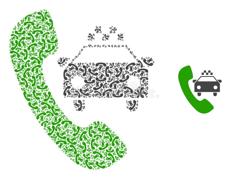 Taxi Phone Fractal Composition of Self Icons royalty free illustration