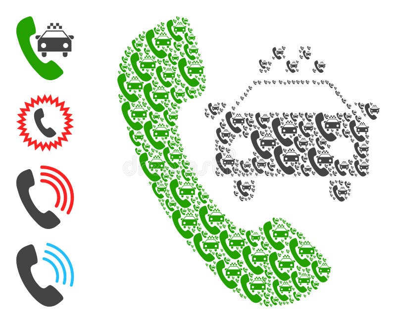 Taxi Phone Recursion Composition of Self Icons royalty free illustration