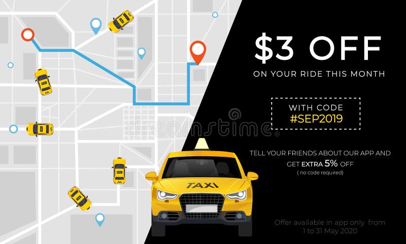 Taxi promo e banner pubblicitario con illustrazione vettoriale proposizione redditizia. Scheda gratuita con mappa città -città hi illustrazione vettoriale Taxi promo e banner pubblicitario con illustrazione vettoriale proposizione redditizia. Scheda gratuita con mappa città -città hi illustrazione vettoriale
